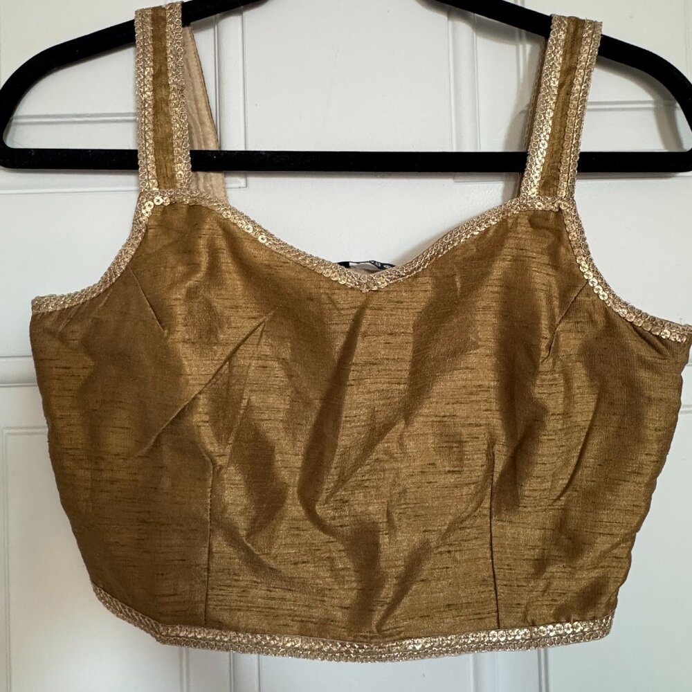 Gold sleveless top - perfect w/ Saree